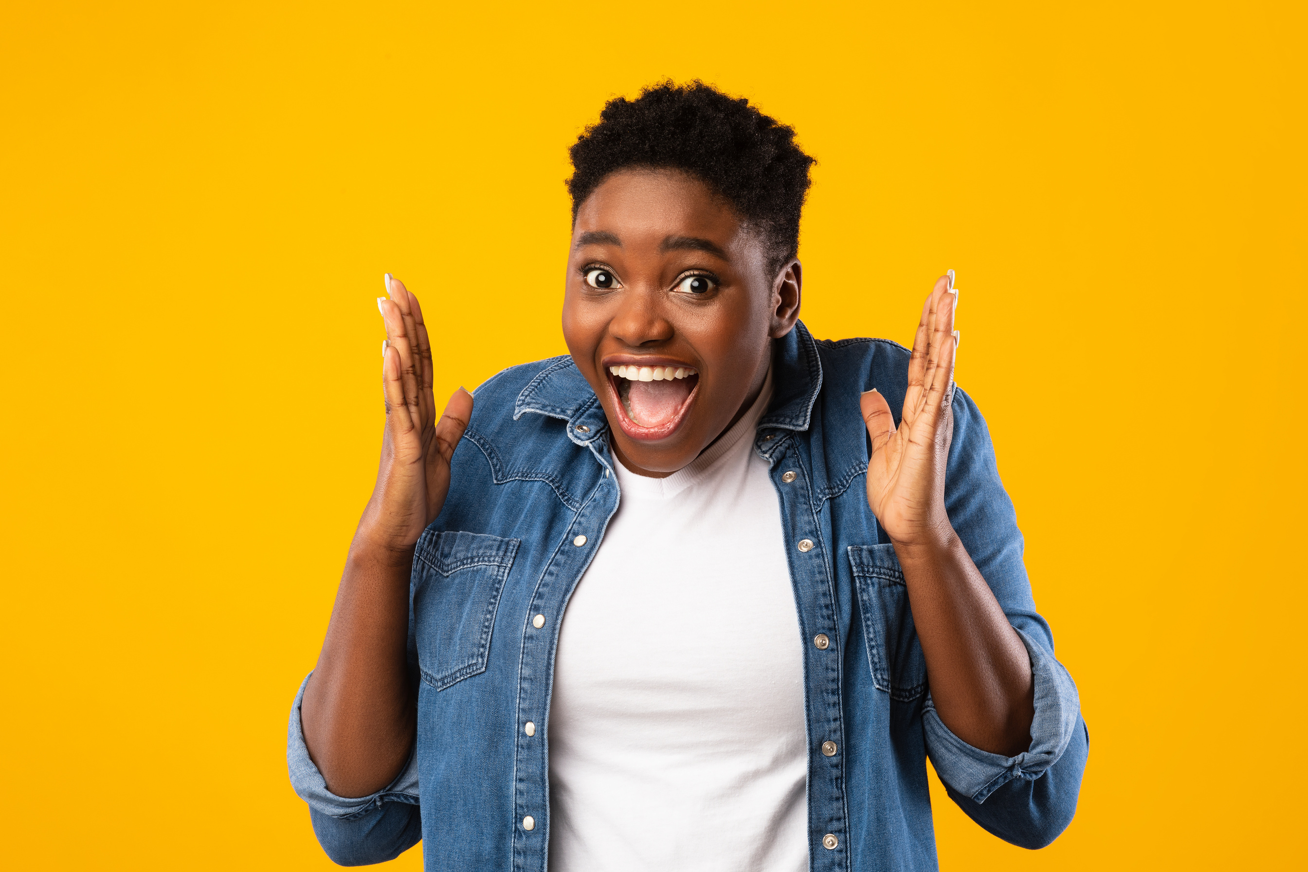 Excited African Woman Shouting In Excitement